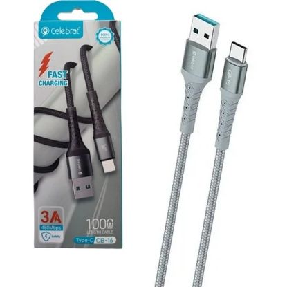 تصویر  کابل شارژ و دیتا usb to type c سلبریت مدل cb-16 با 3 آمپر توان فست شارژ