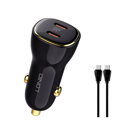 تصویر  فندکی PD دو پورت 60 وات الدنیو LDNIO C104 سوپرفست شارژ