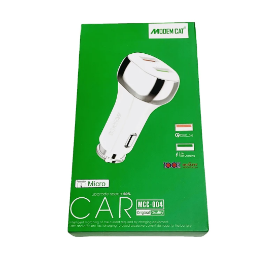 تصویر  شارژر فندکی دو پورت فست شارژ QC 3.0 مودم کت مدل  MODEMCAT  MCC-004